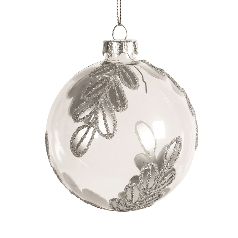 Silver Leaf Glass Ornament