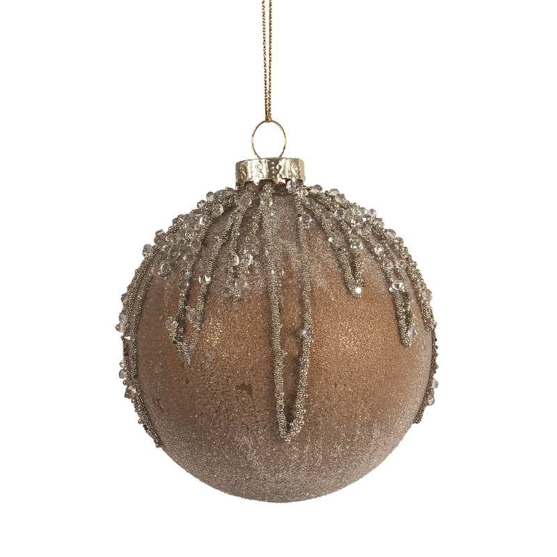 Glitter Drip Brown Glass Ornament