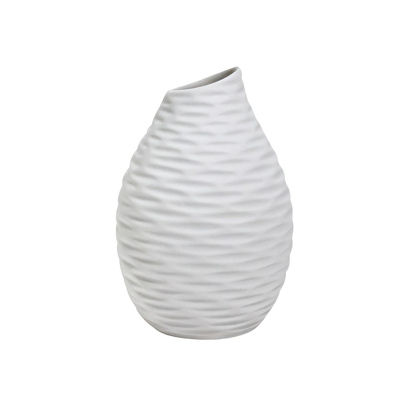 White Dash Textured Bud Vase