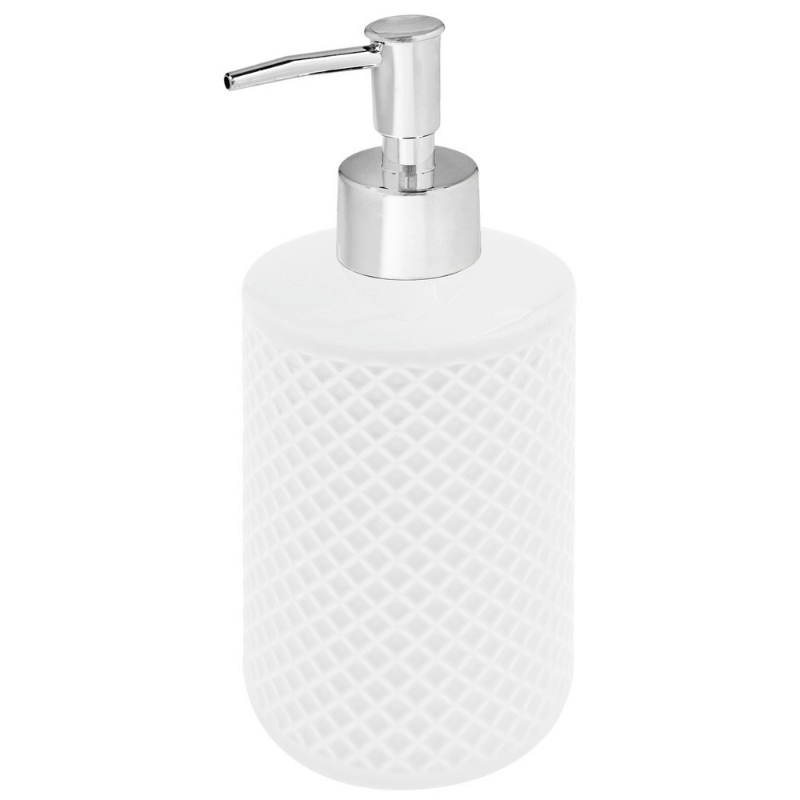 White Textured Ceramic Soap Pump