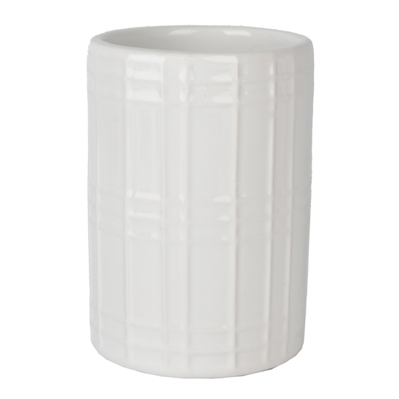 Plaid Textured White Tumbler