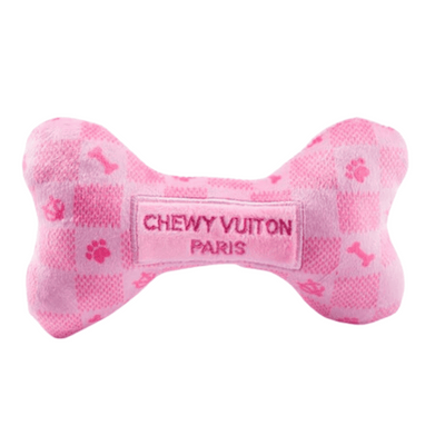 Pink Checkered Chewy Vuitton Bone Large