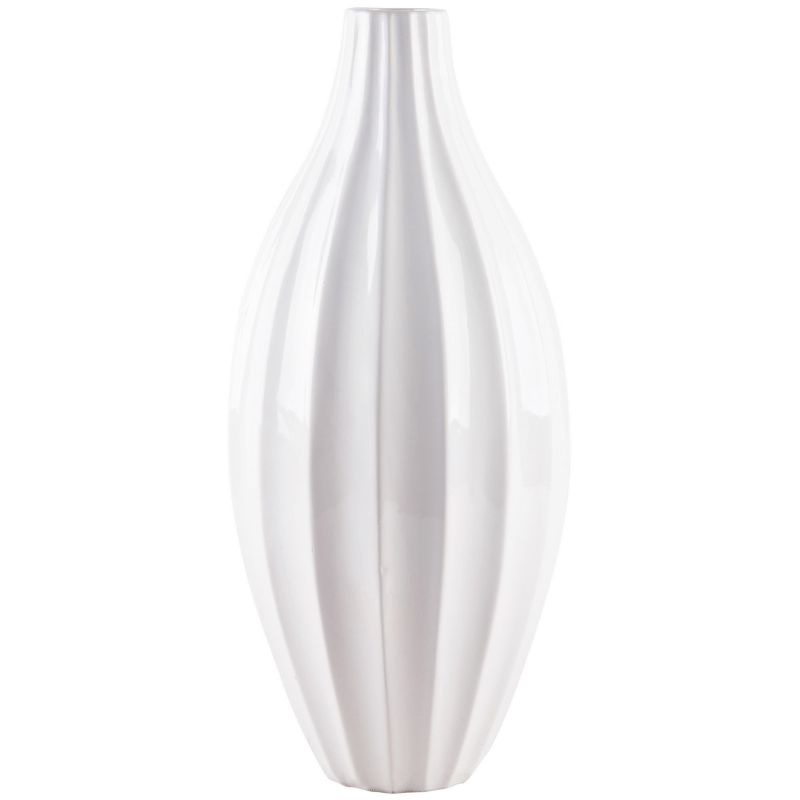 White Ribbed Vase