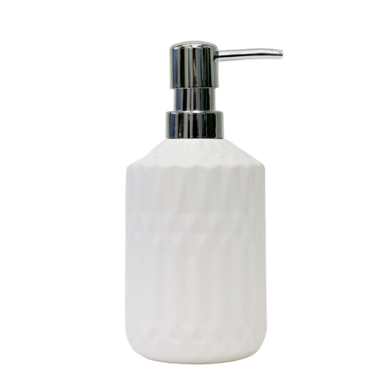 Embossed Silver Pump Soap Dispenser