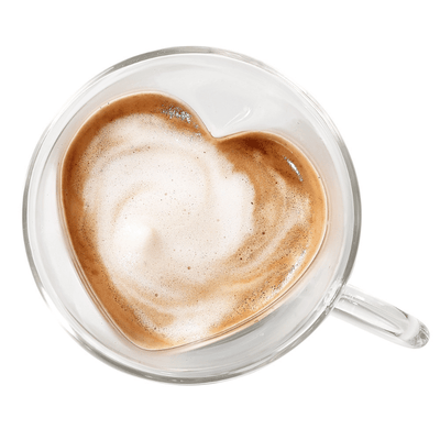 Heart Double Wall Cappuccino Mugs - Set of 2