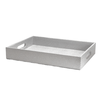 Silver Diamonds Rectangular Tray with Handles