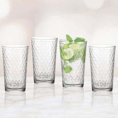 Glam Highball Drinking Glasses - Set of 4