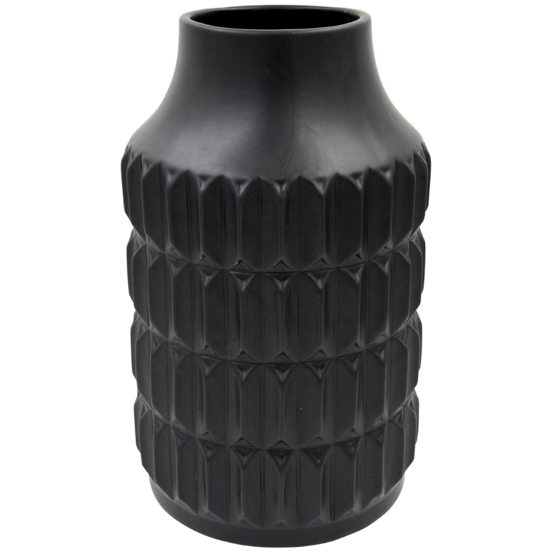 Matte Black Textured Vase