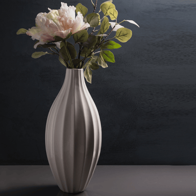 White Ribbed Vase