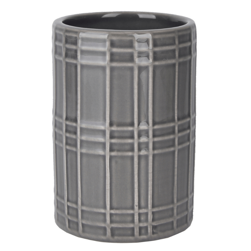 Plaid Textured Black Tumbler