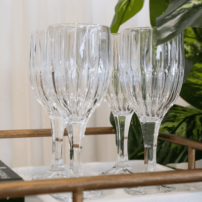 Pleat Goblet & Double Old Fashioned Glasses - Set of 8