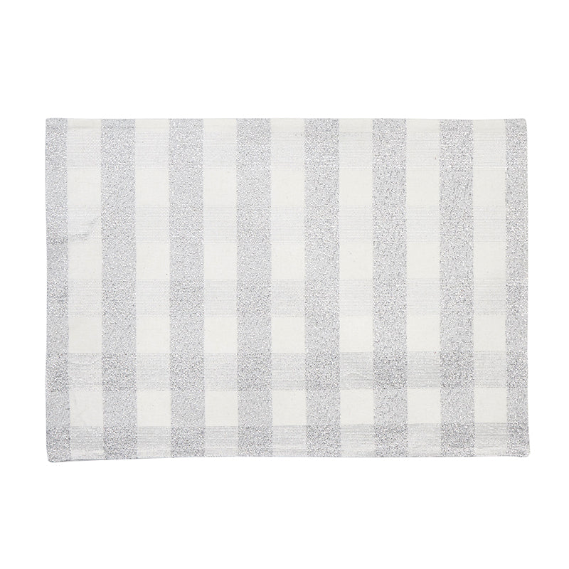 Lurex Check Silver Placemat