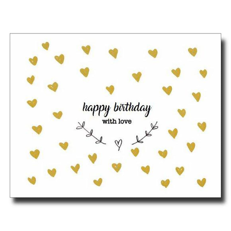 Gold Hearts Birthday Card