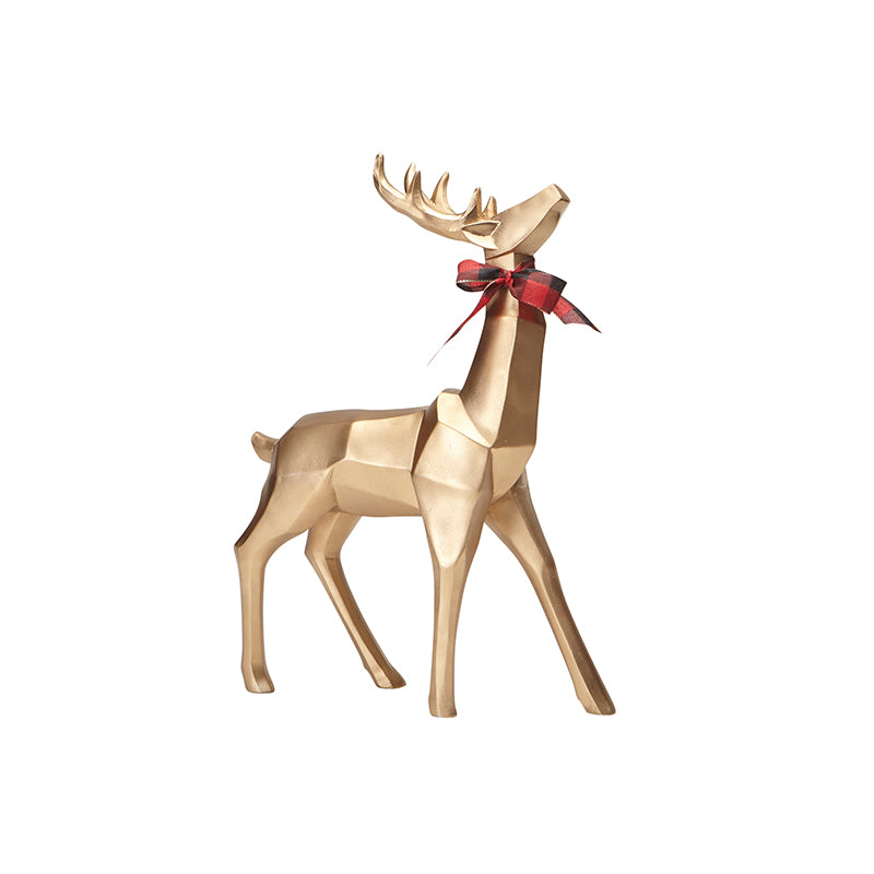 Small Gold Geometric Standing Reindeer