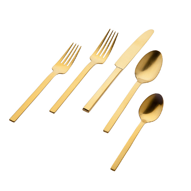 20-Piece Atlas Matte Gold Flatware Set