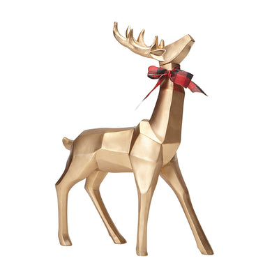 Large Gold Geometric Standing Reindeer