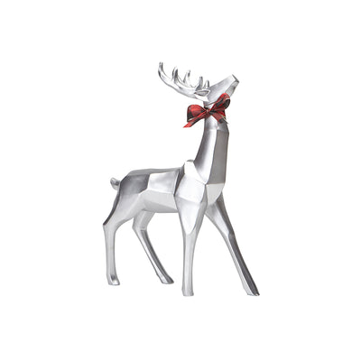 Small Silver Geometric Standing Reindeer