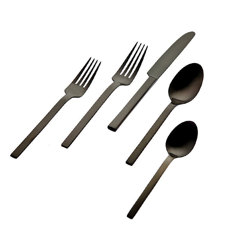 20-Piece Atlas Matte Black Flatware Set