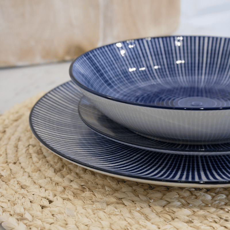 Blue stoneware plates best sale